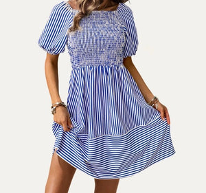 Blue striped dress