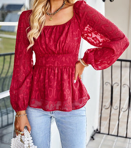 Ruffled long sleeve top